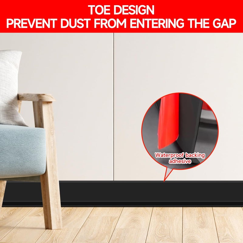 YYGCL Flexible Baseboard Molding Trim 3 Inch(W) x 40 Feet(L) Self Adhesive Vinyl Wall Base Peel and Stick Cove Base Rubber Wall Base. (Black) - Image 5